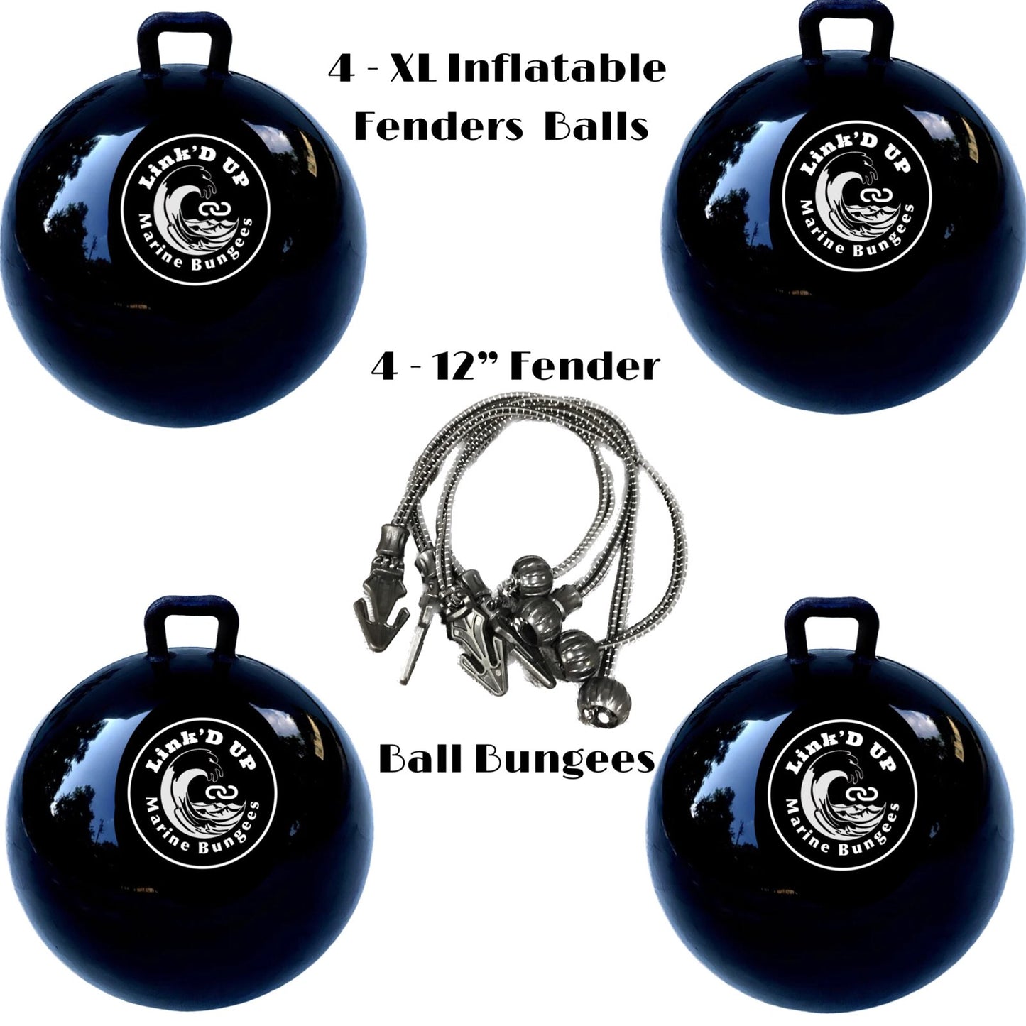 4 --  XL Link'D Up Inflatable Ball Fenders