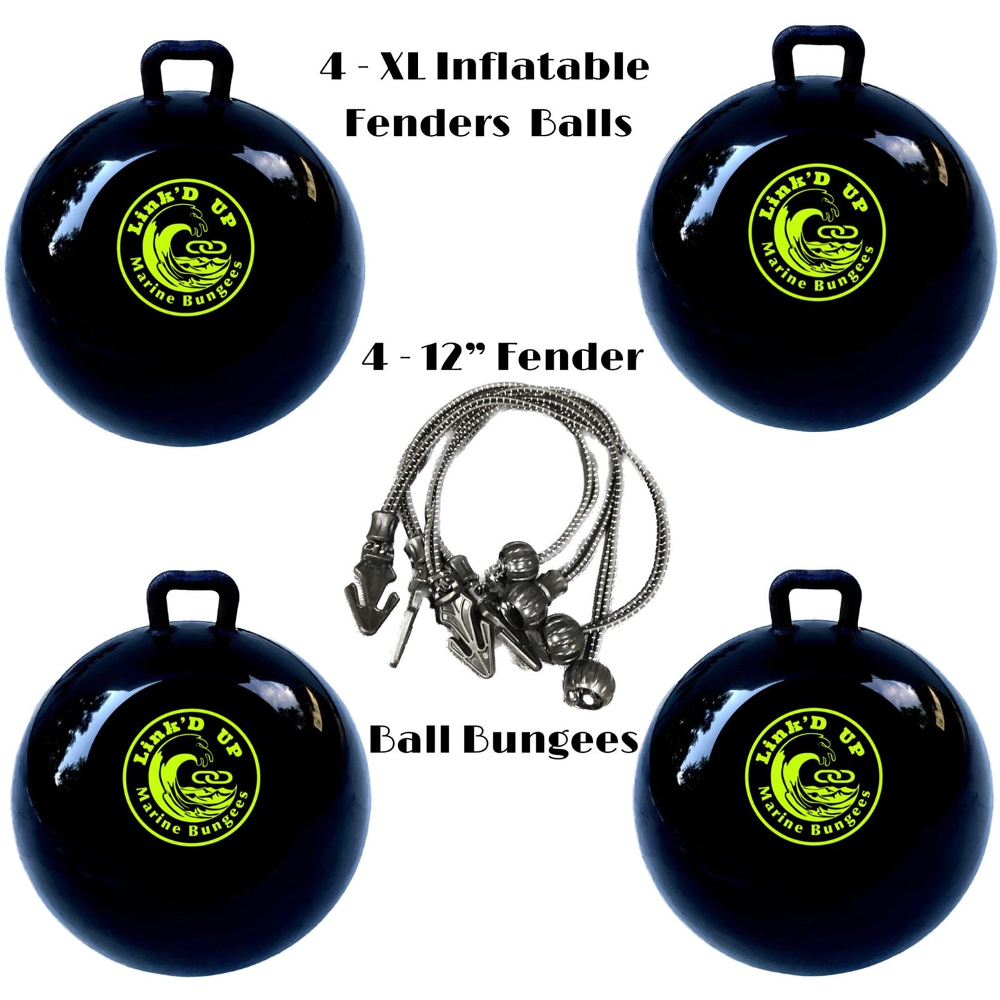 4 --  XL Link'D Up Inflatable Ball Fenders