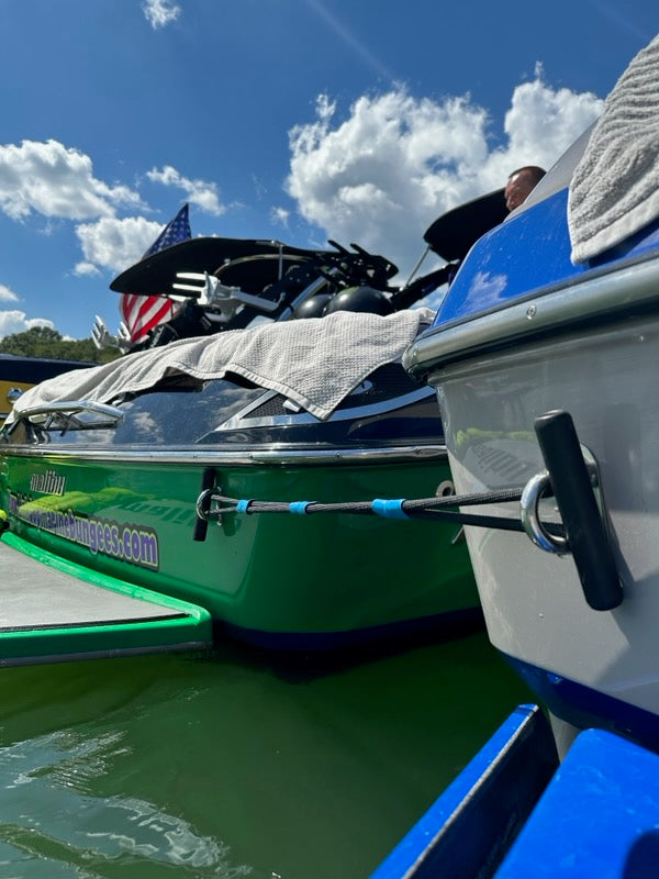 4 Black/Green XL Ball Fenders - 2 Fathom - 2 Boat to Boat Bungee Package